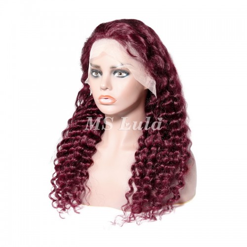 Burgundy Color #99j Human Hair Deep Wave 13X4 Lace Front Wigs | Human Hair Wig | Lace Front